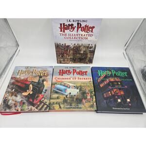 Harry Potter Illustrated Editions Years 1 2 3 Hardcover Book Set EUC